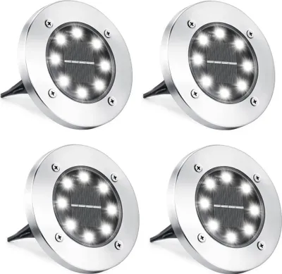 Produktbild von Tianpeng 4 x LED Solarlampe Bodeneinbaustrahler Solar Bodenleuchte Bodenlampe Außen 8Leds,Kaltweiß