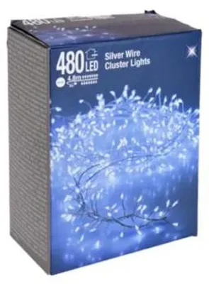 Immagine prodotto di Catena luminosa a grappolo di LED in filo d'argento, bianco freddo, 480 LED, 230V~, IP44, 9,8 m