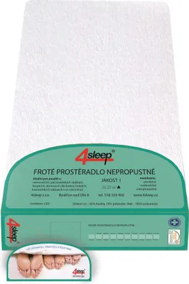 Obrázek produktu pro Nepropustné froté prostěradlo s gumičkou 80x160 -bílé