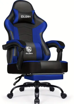 Obrázek produktu pro Herní židle – Ergonomický design – Nastavitelná opěrka nohou a bederní opěrka