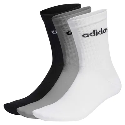 Produktbild von adidas Uni Kinder Linear Crew Cushioned Socks 3 Pairs, Medium Grey Heather/Wh