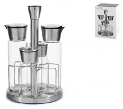 Immagine prodotto di H&H Oliera 4 Pezzi In Vetro Borosilicato Con Stand