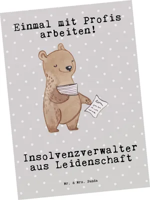 Produktbild von Mr. & Mrs. Panda Postkarte Insolvenzverwalter Leidenschaft - Grau Pastell - Geschenk, Grußkarte, bildkarte, Fotokarte, Postkarten, Ansichtskarte