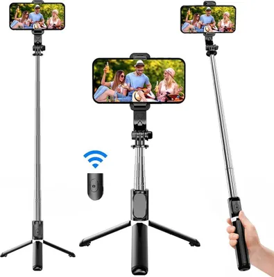 Produktbild von Selfie Stick Stativ mit Fernbedienung 360 Rotation Selfiestick