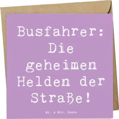 Produktbild von Mr. & Mrs. Panda Klappkarte Spruch Busfahrer Helden - Lavendeltraum - Geschenk, Handgemacht, Grußkarte, Bedanken, Glückwunschkarte, Aufmerksamkeit, Danke, sagen