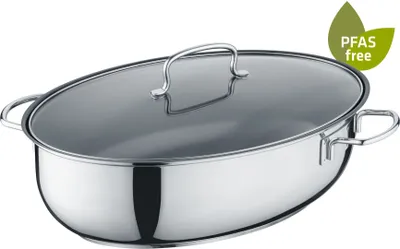 Produktbild von Ovaler Edelstahlbräter, PFAS-frei 38 x 25,5 cm, Edelstahl, poliert