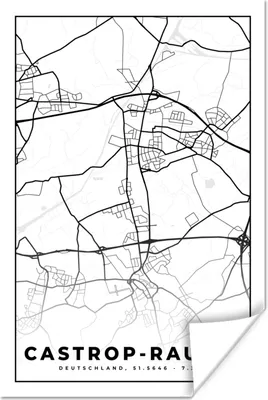 Produktbild von MuchoWow® Poster Castrop-Rauxel - Karte - Stadtplan 120x180 cm - Kunstposter