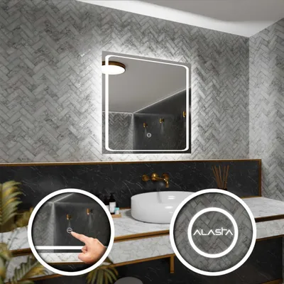 Produktbild von Badspiegel mit LED Beleuchtung und Touch-Schalter - Barcelona - 90 cm, 90 cm