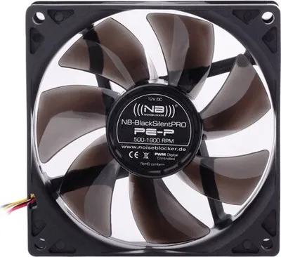 Produktbild von Noiseblocker BlackSilentPro PE-1, Ventilator, 9,2 cm, 1300 RPM, 42 m³/h, Schwarz