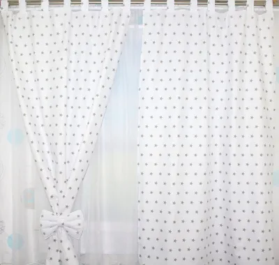 Produktbild von Vorhänge mit Schlaufen Kinder Baby Gardinen Kinderzimmer Vorhang 29. Sterne auf Weiß