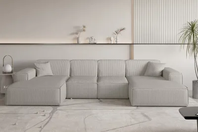 Produktbild von Wohnlandschaft Sofa U-Form CELES PREMIUM XS in Stoff Scala Sandgrau