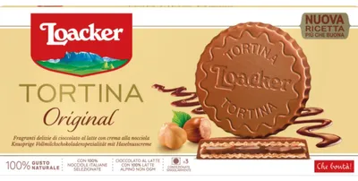 Zdjęcie produktu dla Loacker Tortina Original 3 ciastka waflowe z kremem z orzechów laskowych 63g