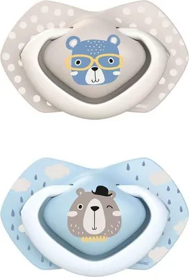 Produktbild von Symmetrischer Babyschnuller aus Silikon im 2er-Set, beruhigend und für Babys von 6-18 Monaten geeignet - Blau (Bonjour 22/648)