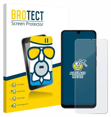 A product packaging box with a smartphone and a screen protector.