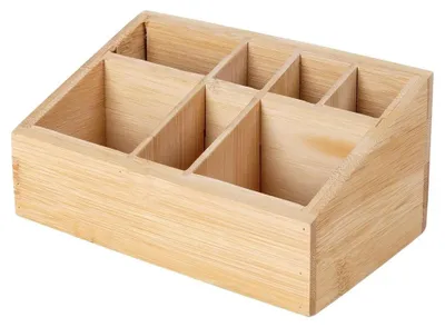 Zdjęcie produktu dla Organizer do kosmetyków z bambusa - pojemnik do przechowywania - 17 x 10 x 8 cm - kolor brązowy