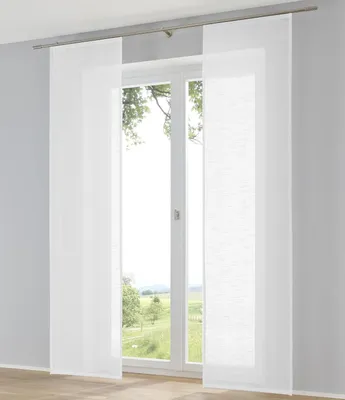 Image de Rideaux coulissants - Panneaux de rideaux - Pour séparer les espaces - Aspect lin naturel - 60 x 225 cm - Blanc