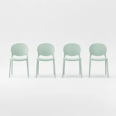 Produktbild von 4er Set Designstuhl aus Polypropylen, Farbe salbei