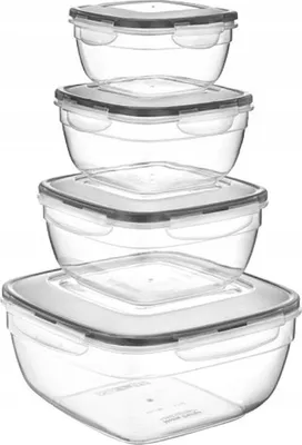 Zdjęcie produktu dla Zestaw 4 pojemników na żywność - plastikowe boxy 13-24 cm z pokrywą