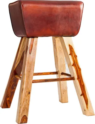 Produktbild von Barhocker BOCK 75cm Echtleder Mangoholz