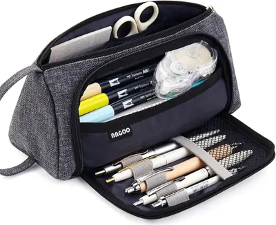Image de Grande trousse à crayons Gris foncé pour filles Garçons Étudiants École Bureau
