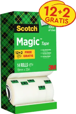 Produktbild von Scotch® Magic™ Unsichtbares Klebeband - Sehr Beständig Invisible Transparent - Vorteilspack 14 Rollen - 19 mm x 33 m