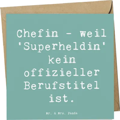 Produktbild von Mr. & Mrs. Panda Glückwunschkarte Spruch Chefin Superheldin - Meeresbrise - Geschenk, Geschenke für Berufstätige, Managerin, Berufe, Führungskraft, Grußkarte, Bossin