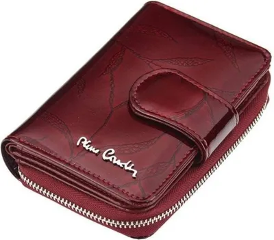 Produktbild von Pierre Cardin | Kleine vertikale Brieftasche, aus  mit Blattmotiv, Naturleder lackiert, 13 x 8,5 cm