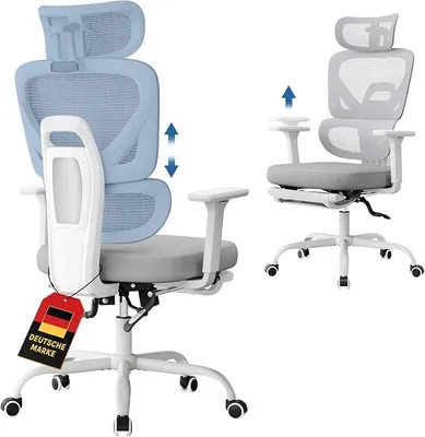 Imagen del producto de Silla de oficina ergonómica, silla de escritorio con reposacabezas 3D, color gris