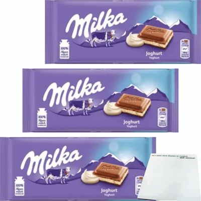 Produktbild von Milka Joghurt 3er Pack (3x100g Tafel) + usy Block