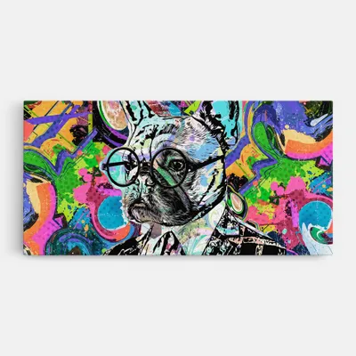 Produktbild von ARTHUB® Leinwandbild 40x80 cm, Graffity Bulldog | Wohnzimmerdekoration, Hängende Bilder, Wanddekoration, Heimdekoration, Moderne, Graffiti