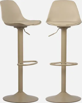 Produktbild von sweeek - 2er Set verstellbare Barhocker mit Sitzbezug aus Kunstleder - Cappuccino