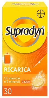 Productafbeelding van Supradyn Ricarica: Multivitamine supplement met een compleet spectrum aan vitamines en mineralen, 30 effervescente tabletten
