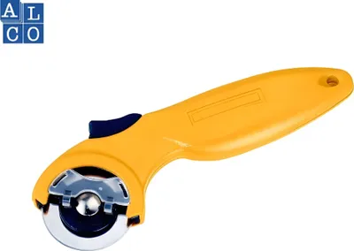 Produktbild von Rollmesser, 165 mm, Klinge Ø 45 mm, aus rostfreiem Edelstahl; blau/weiß