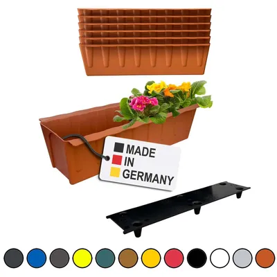 Image de BURI 6 inserts de jardinières pour palettes Euro avec tapis d'arrosage | 37,3cm terre cuite | Jardinière pour palette Euro | Balconnière | Pot de fleurs | en plastique solide | Germany