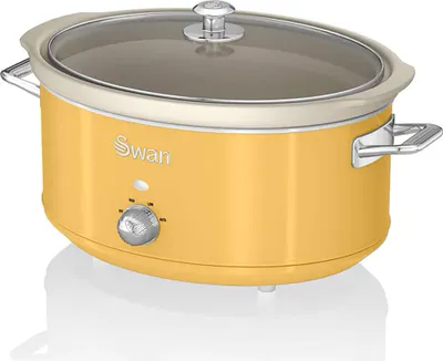 Obrázek produktu pro SWAN SF17031YELNEW Retro pomalý hrnec 6,5 l, nepřilnavý keramický povrch bez PFOA a PTFE, žlutý Vintage Yellow