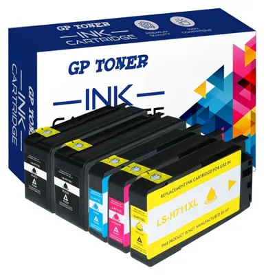 A box of GP Toner ink cartridges, with several cartridges displayed in front.