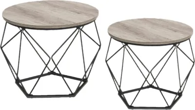 Productafbeelding van Set van 2 salontafels – bijzettafels – ruimtebesparend – 50 x 40 cm en 40 x 36 cm