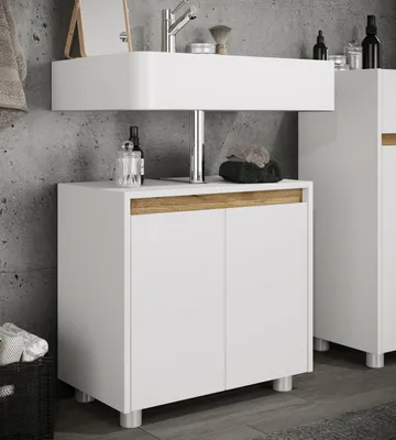 Produktbild von VCM Waschbeckenunterschrank, Holz Badschrank mit 2 Drehtüren, H. 55 x B. 57 x T. 33 cm, Badunterschrank Cosila