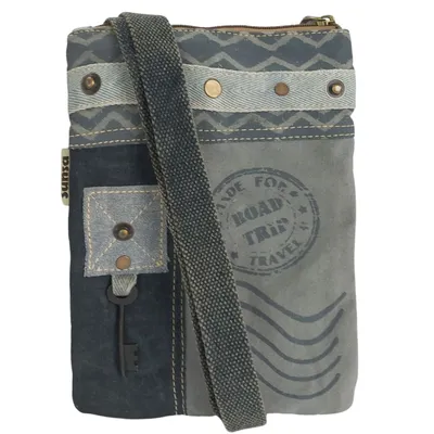 Produktbild von Sunsa Damen Handy Tasche, kleine Umhängetasche aus schwarz/grau Canvas. Vintage Cross Over bag