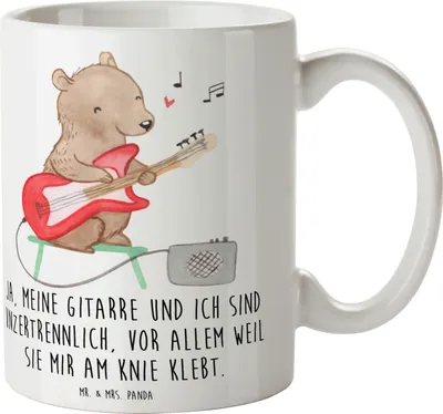 Produktbild von Mr. & Mrs. Panda Teetasse Gitarre Freund - Weiß - Geschenk, Kaffeebecher, Musiker, Kaffeetasse, Musikinstrument, Bindung, Kakaotasse, cappuccinotasse, Liebe, Tasse, Musik
