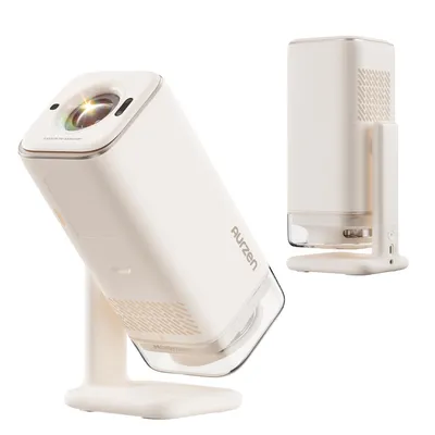 Produktbild von Aurzen Smart Beamer Tragbar mit Google TV & Netflix, 4K Unterstützt, USB-C Stromversorgung, Dolby Audio, TOF Autofokus, WLAN & Bluetooth, Beige