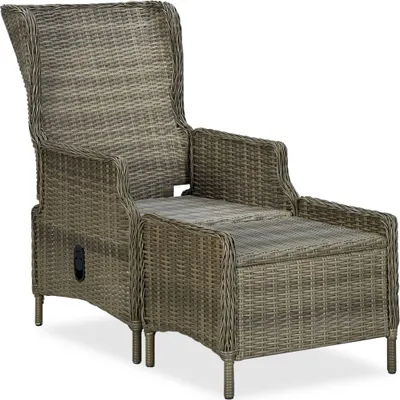 Produktbild von vidaXL Verstellbarer Gartensessel mit Fußhocker Poly Rattan Braun