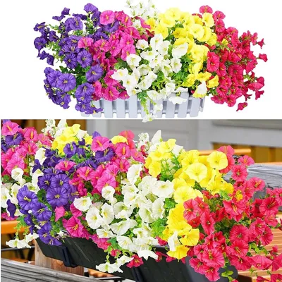 Image de Fleurs artificielles 10 bouquets - Bouquet artificiel pour extérieur - Résistant aux UV - Fleurs de balcon - Décoration intérieure/extérieure - 35 cm de haut - Fleurs artificielles