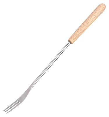 Zdjęcie produktu dla Widelec do grillowania z drewnianą rączką, długość 26,5 cm, szpikulec do pieczenia, idealny na kemping i piknik