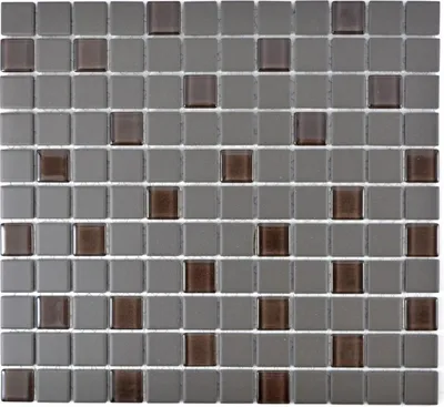 Produktbild von Mosaikfliese Bad Keramik dunkelgrau braun unglasiert Glasmosaik MOS18-1313-R10_f