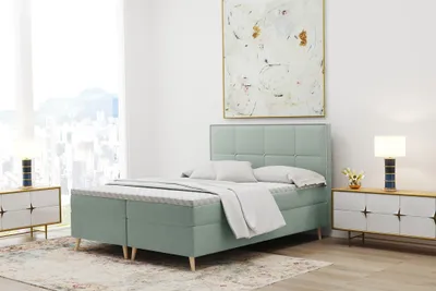 Produktbild von Boxspringbett Schlafzimmerbett RENAN 160x200cm in Stoff Riviera Mint