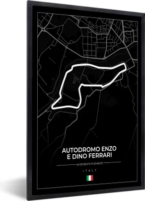 Produktbild von MuchoWow® Gerahmtes Poster F1 - Rennstrecke - Italien - Schwarz - Autodromo Enzo e Dino Ferrari - Schwarz 40x60 cm - Poster mit Schwarzem Bilderrahmen Wandposter Rahmen Foto Bilder - Papierdruck - Wandbilder