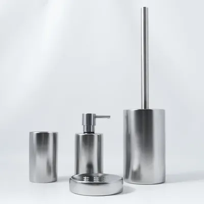 Produktbild von Spirella Seifenspender "Tube" | mit Edelstahlpumpe | Flüssigseifen-Spender | Porzellan | 300ml | Langliebig und Robust | matt silber
