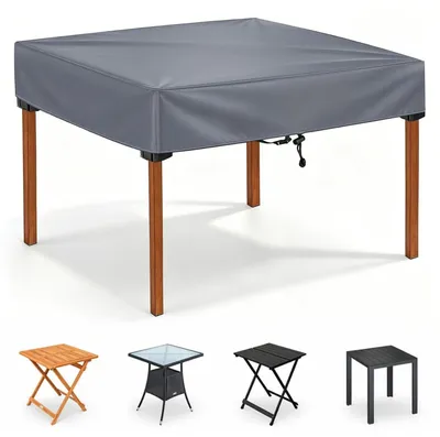 Image de Housse de protection pour table de jardin, imperméable, gris, 70 x 70 x 15 cm