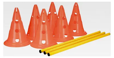 Produktbild von Hindernisse für Hunde, 3 Stück, ø 23 × 30 cm/78 cm, orange/gelb